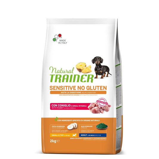 Natural Trainer Adult Small & Toy Sensitive No Gluten 2 kg Con Coniglio e Cereali Integrali