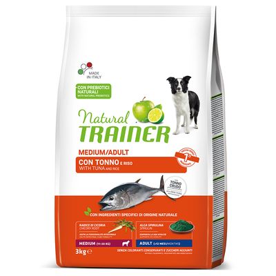 Natural Trainer Medium Adult Con Tonno e Riso Per Cani Adulti Taglia Media