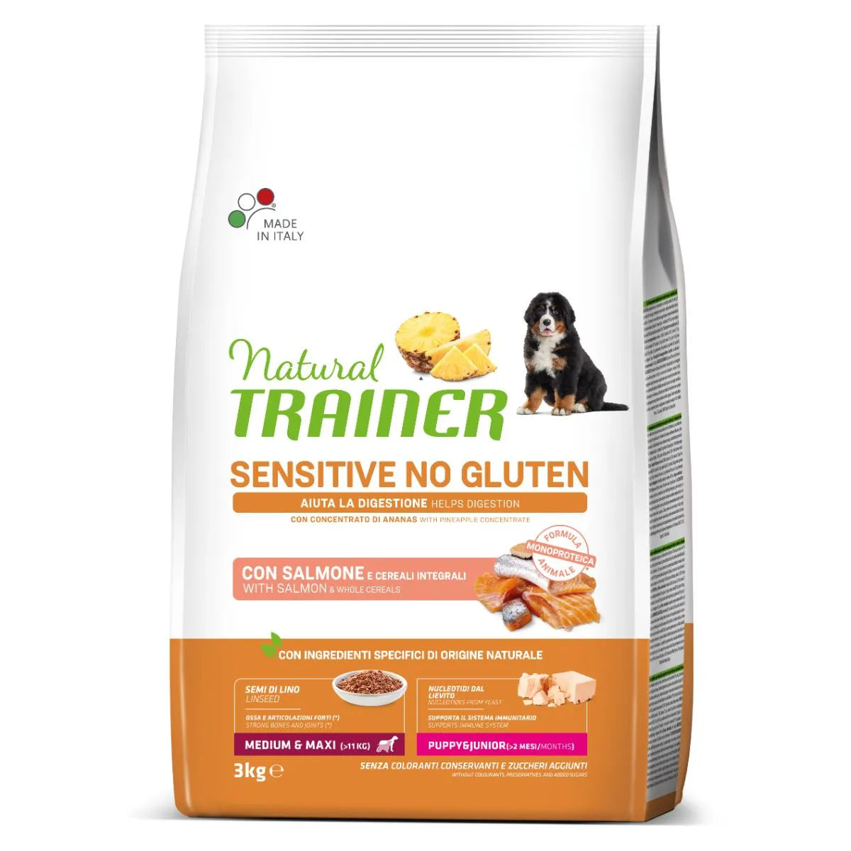 Natural Trainer Puppy & Junior Medium & Large Sensitive No Gluten Con Salmone Per Cuccioli