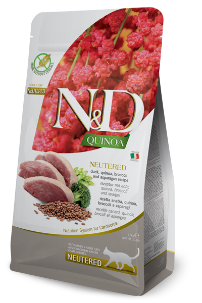 Farmina N&D Quinoa Neutered Anatra Cibo Secco per Gatti Adulti Sterilizzati