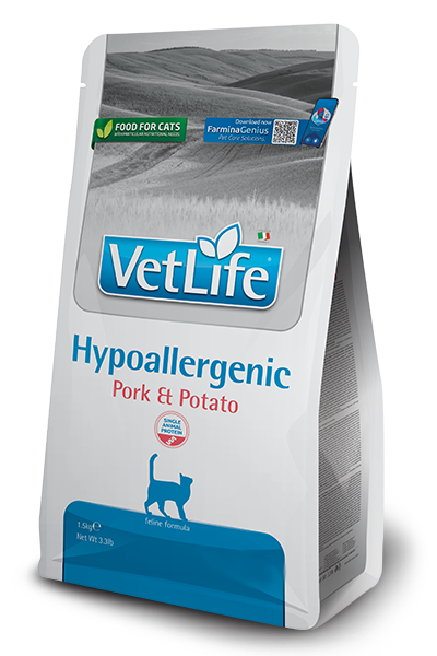 Farmina Vet Life Hypoallergenic Maiale e Patate 1,5 Kg Cibo Secco per Gatti Adulti con Intolleranze