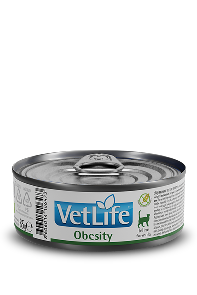 Farmina Vet Life Obesity 85 Grammi Cibo Umido per Gatti Adulti con Problemi di Peso - 12 lattine