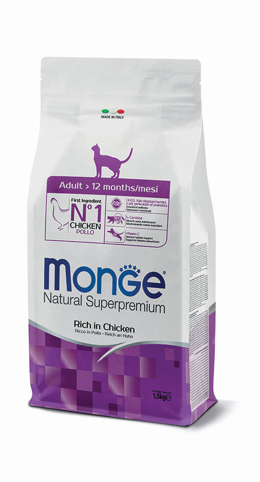 Monge Natural Superpremium Ricco in Pollo Cibo Secco per Gatti Adulti