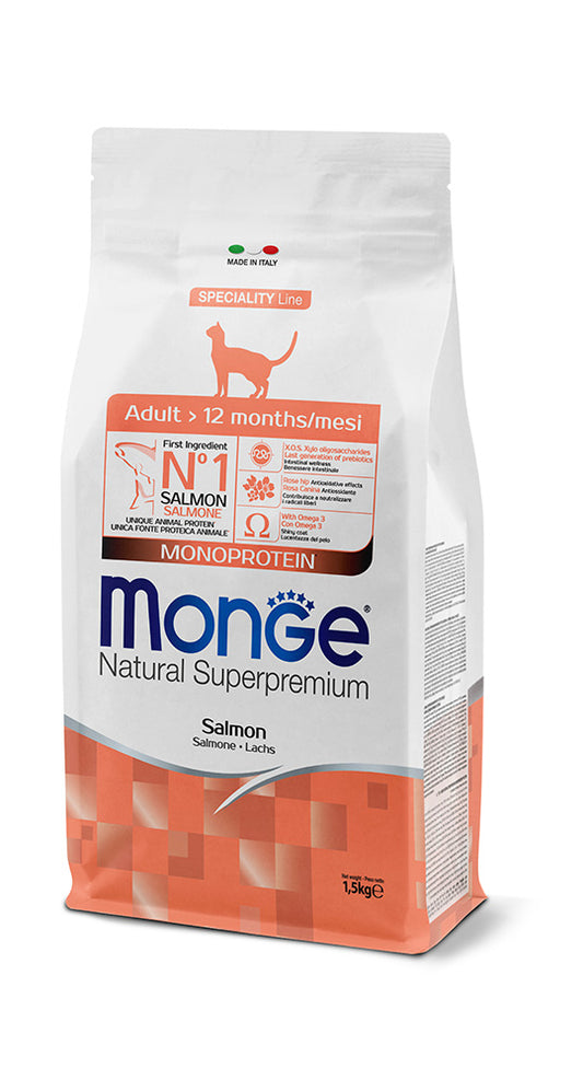 Monge Natural Superpremium Monoprotein Salmone Cibo Secco per Gatti Adulti