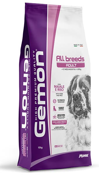 Monge Gemon All Breeds Adult con Maiale e Riso Cibo Secco per Cani Adulti di Tutte le Taglie