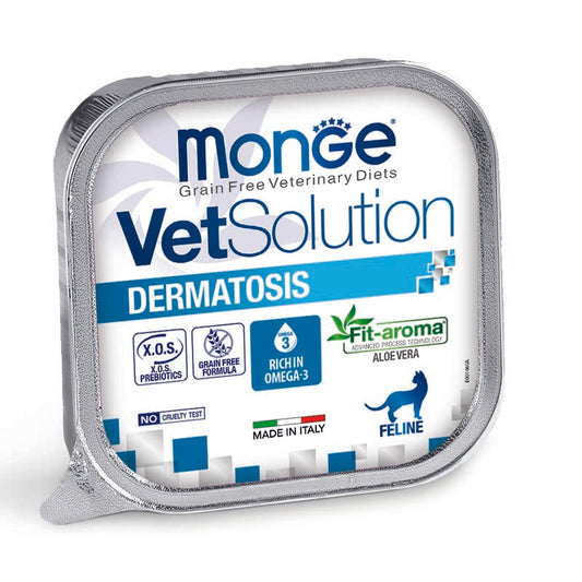 Monge VetSolution Dermatosis 100 Grammi Cibo Umido per Gatti Adulti con Problemi di Dermatosi - 12 Vaschette