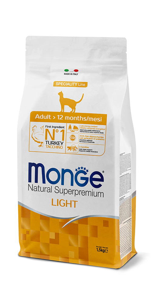 Monge Natural Superpremium Light Tacchino 1,5 kg Cibo Secco per Gatti Adulti