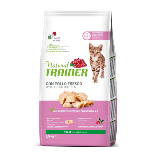 Natural Trainer Young Cat 1,5 kg Cibo Secco Con Pollo Per Gattini (6 - 12 Mesi)