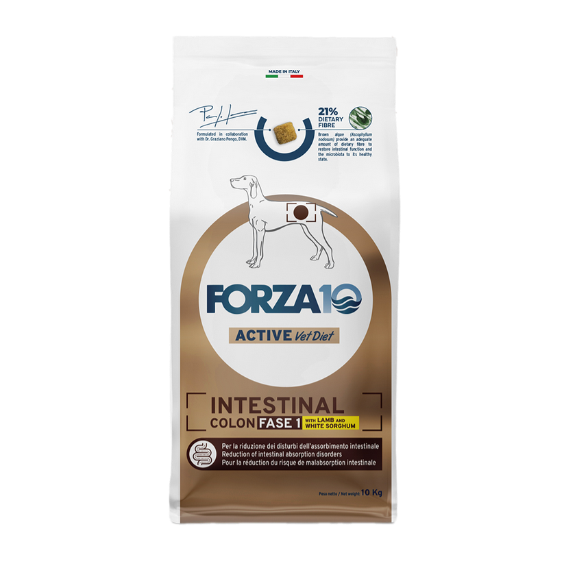 Forza 10 Intestinal Colon Fase 1 con Sorgo Bianco e Agnello Cibo Secco per Cani Adulti con Problemi Intestinali