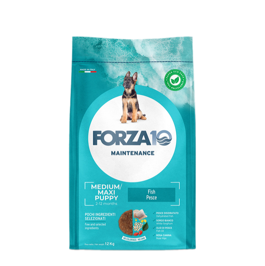 Forza 10 Medium Maxi Puppy Manteinimento al Pesce Cibo Secco per Cuccioli di Taglia Media e Grande e per Cagne in Gravidanza