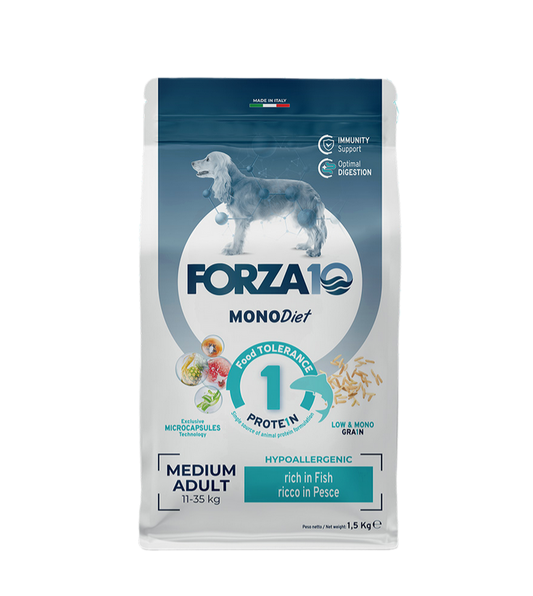 Forza 10 Monodiet Medium Adult al Pesce Cibo Secco per Cani Adulti di Taglia Media