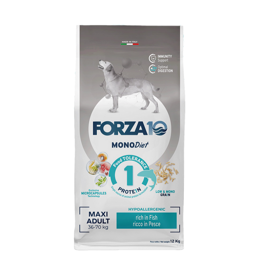 Forza 10 Monodiet Maxi Adult al Pesce 12 kg Cibo Secco per Cani Adulti di Taglia Grande