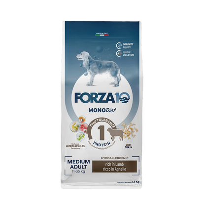 Forza 10 Monodiet Medium Adult all'Agnello Cibo Secco per Cani Adulti di Taglia Media