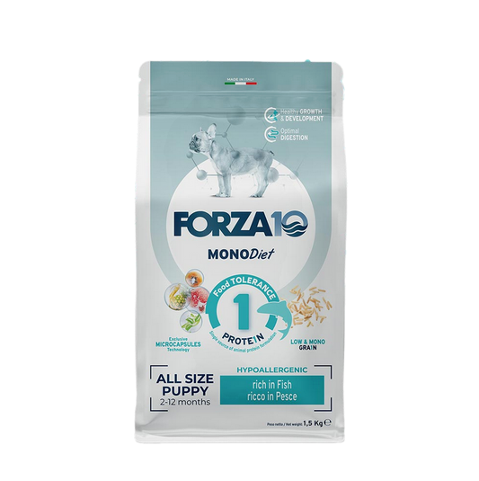 Forza 10 Puppy Diet al Pesce 1,5 kg Cibo Secco per Cuccioli di Tutte le Taglie