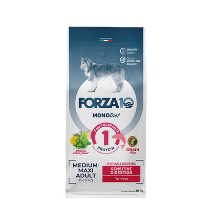 Forza 10 Medium Maxi Sensitive Digestion Grain Free al Pesce 10 kg Cibo Secco per Cani Adulti (ex Legend)