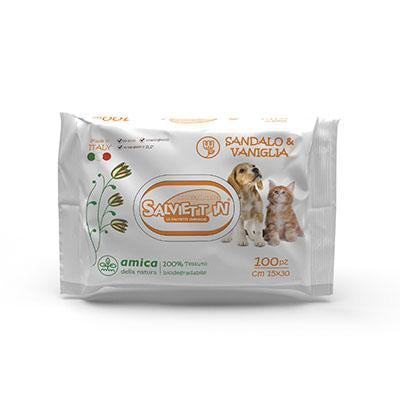 Salviett in Salviette 100% Biodegradabili 100 Pezzi Per Cani Gatti e Cuccioli