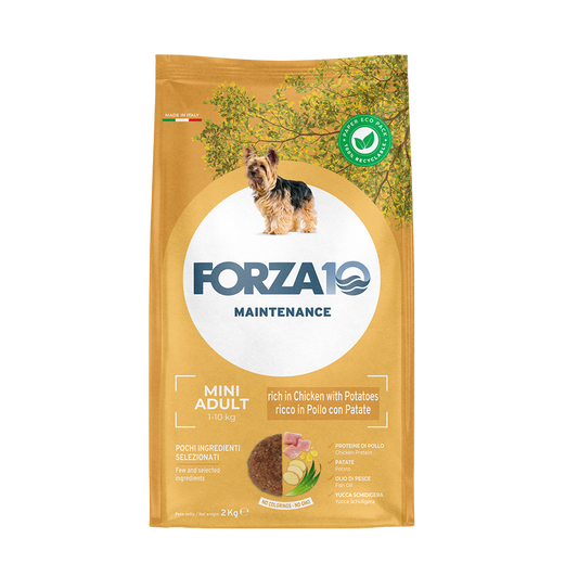 Forza 10 Mini Adult 2 kg Mantenimento al Pollo con Patate Cibo Secco per Cani Adulti di Taglia Piccola