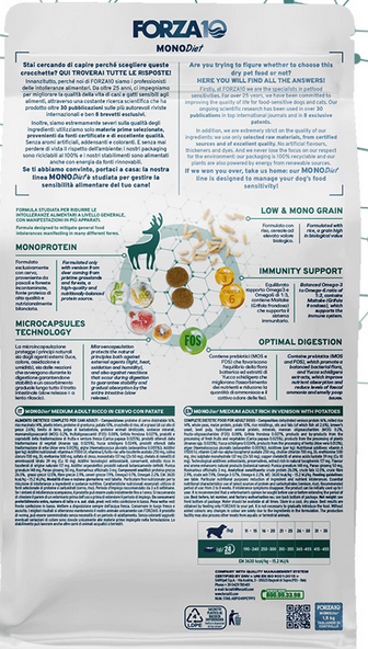 Forza 10 Medium Diet Adult 12 kg al Cervo e Patate Cibo Secco per Cani Adulti di Taglia Media