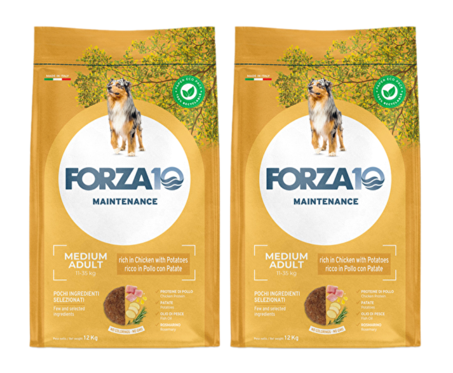 Forza 10 Medium Mantenimento al Pollo e Patate Cibo Secco per Cani Adulti di Taglia Media