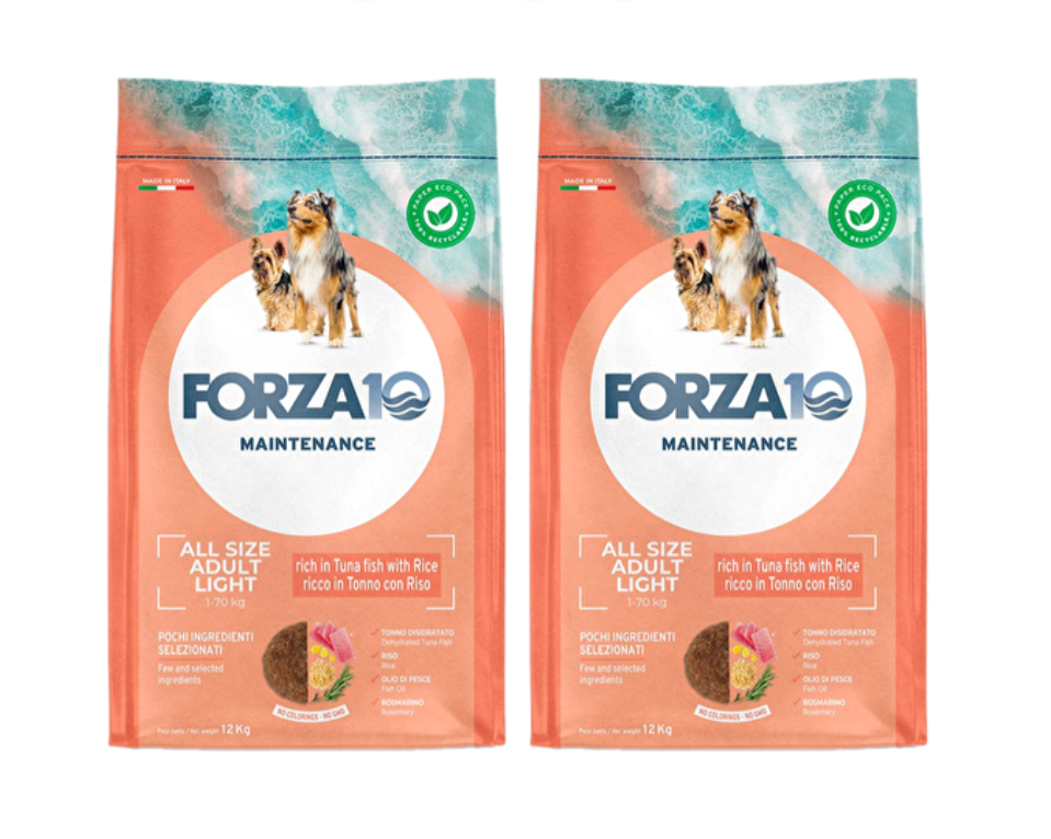 Forza 10 Mantenimento Light al Tonno con Riso Cibo Secco per Cani Adulti di Tutte le Taglie