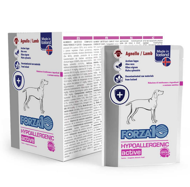 Forza 10 Hypoallergenic Active 100 Grammi Cibo Umido per Cani Adulti con Intolleranze - 12 bustine