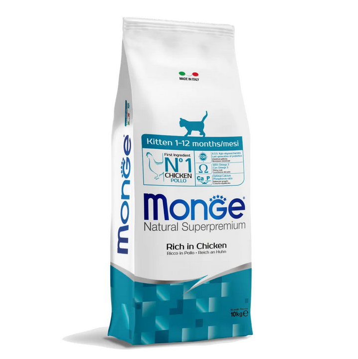 Monge Natural Superpremium Kitten Ricco in Pollo Cibo Secco per Gatti Cuccioli