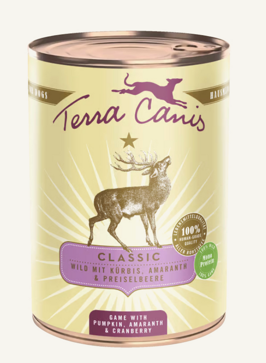 Terra Canis Classic Selvaggina 400 Grammi Cibo Umido Per Cani Adulti - 6 Lattine