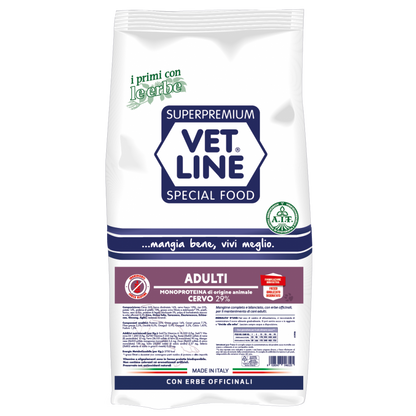 Vet Line Adulti Cervo 12,5 kg Crocchette Monoproteiche Per Cani Adulti