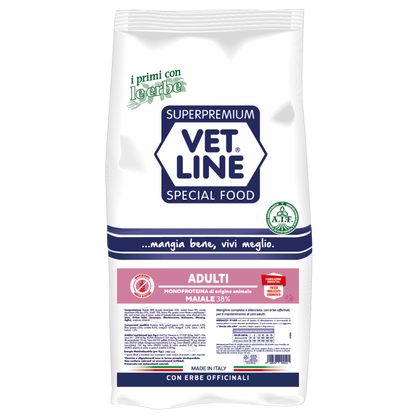 Vet Line Adulti Maiale 12,5 kg Crocchette Monoproteiche Per Cani Adulti