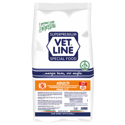 Vet Line Adulti Pesce 12,5 kg Crocchette Monoproteiche Per Cani Adulti