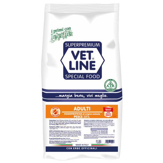 Vet Line Adulti Pesce 12,5 kg Crocchette Monoproteiche Per Cani Adulti