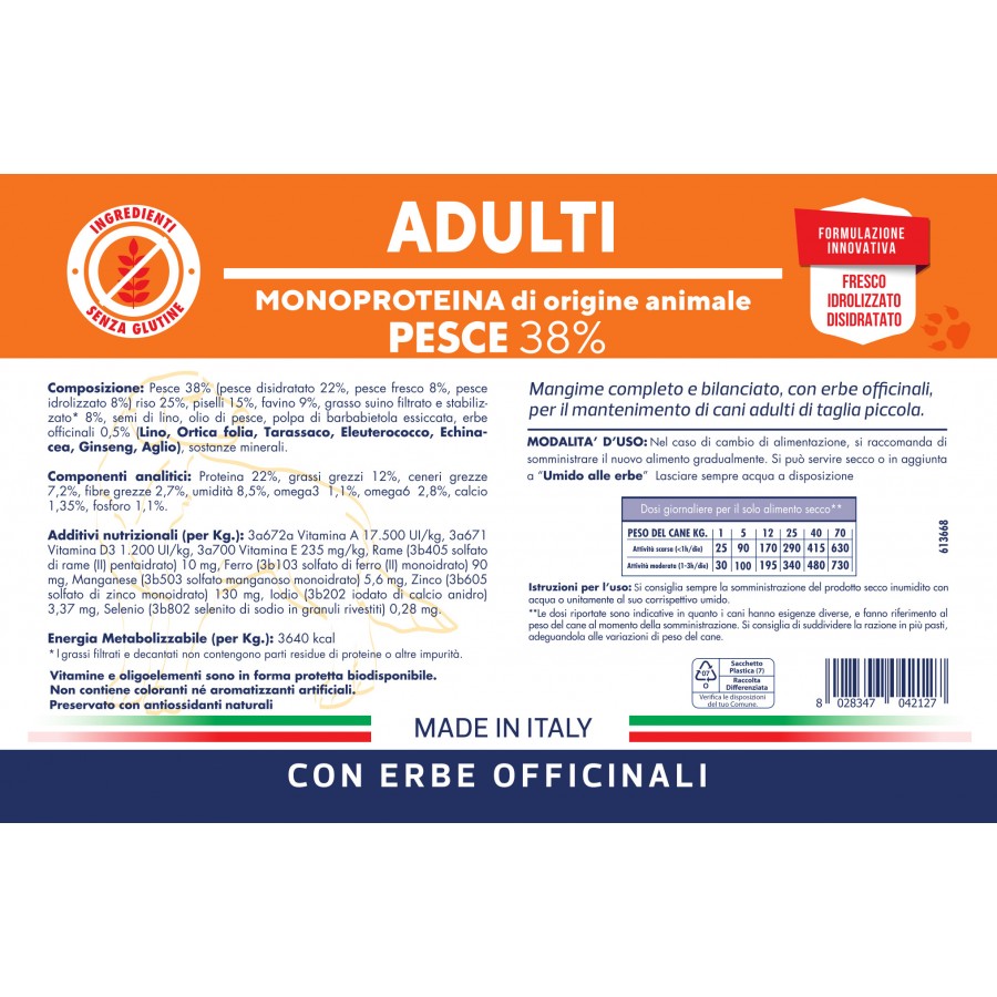 Vet Line Adulti Pesce 12,5 kg Crocchette Monoproteiche Per Cani Adulti