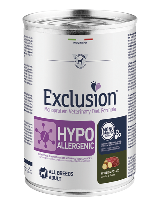 Exclusion Adult Hypoallergenic Con Cavallo e Patate Per Cani Adulti - 12 Lattine