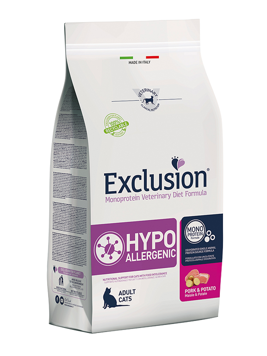 Exclusion Hypoallergenic Maiale e Patate 1,5 kg Cibo Secco Per Gatti Adulti