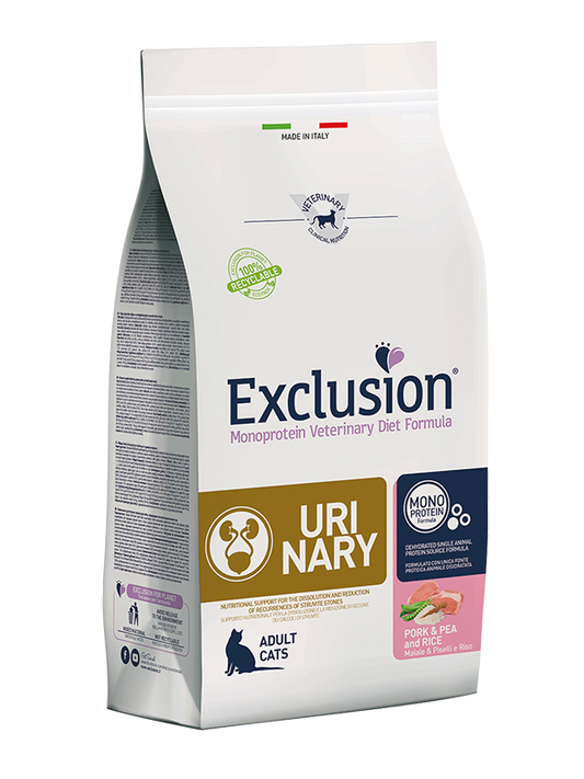 Exclusion Urinary Maiale Piselli e Riso 1,5 kg Cibo Secco Per Gatti Adulti