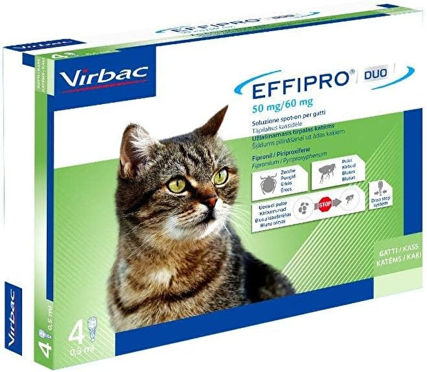 Virbac Effipro Duo antiparassitario Spot On 4 Pipette Per Gatti