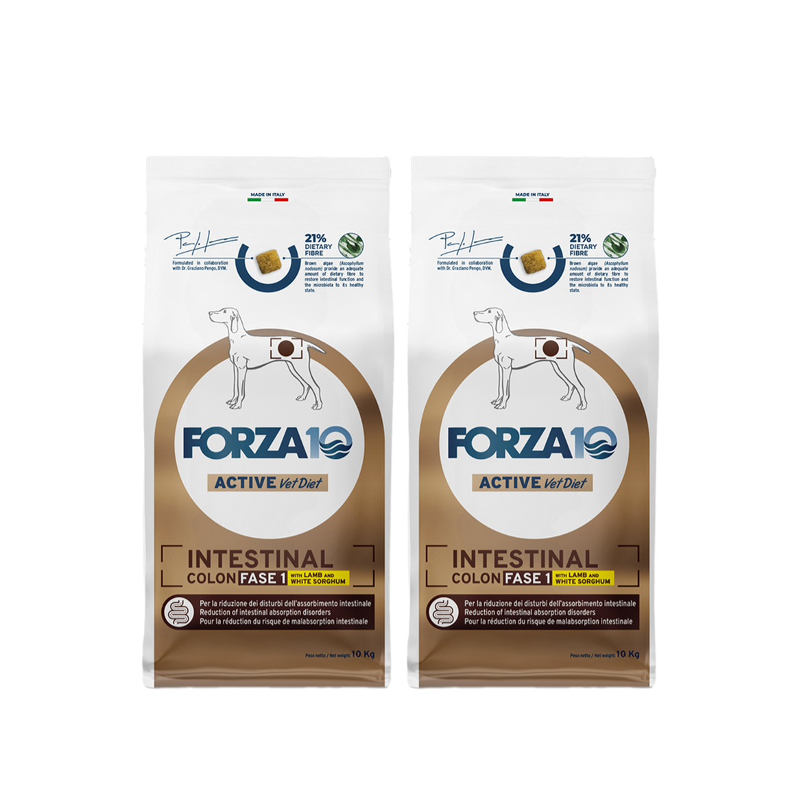 Forza 10 Intestinal Colon Fase 1 con Sorgo Bianco e Agnello Cibo Secco per Cani Adulti con Problemi Intestinali