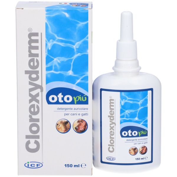 ICF Clorexiderm Lozione Oto Più 150 ml Pulizia Orecchie Per Cani e gatti