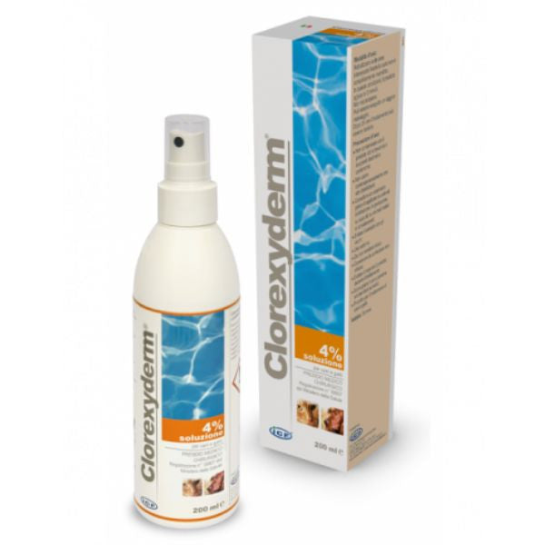 ICF Clorexyderm Soluzione 4% 200 ml Pulizia Di Cani e Gatti