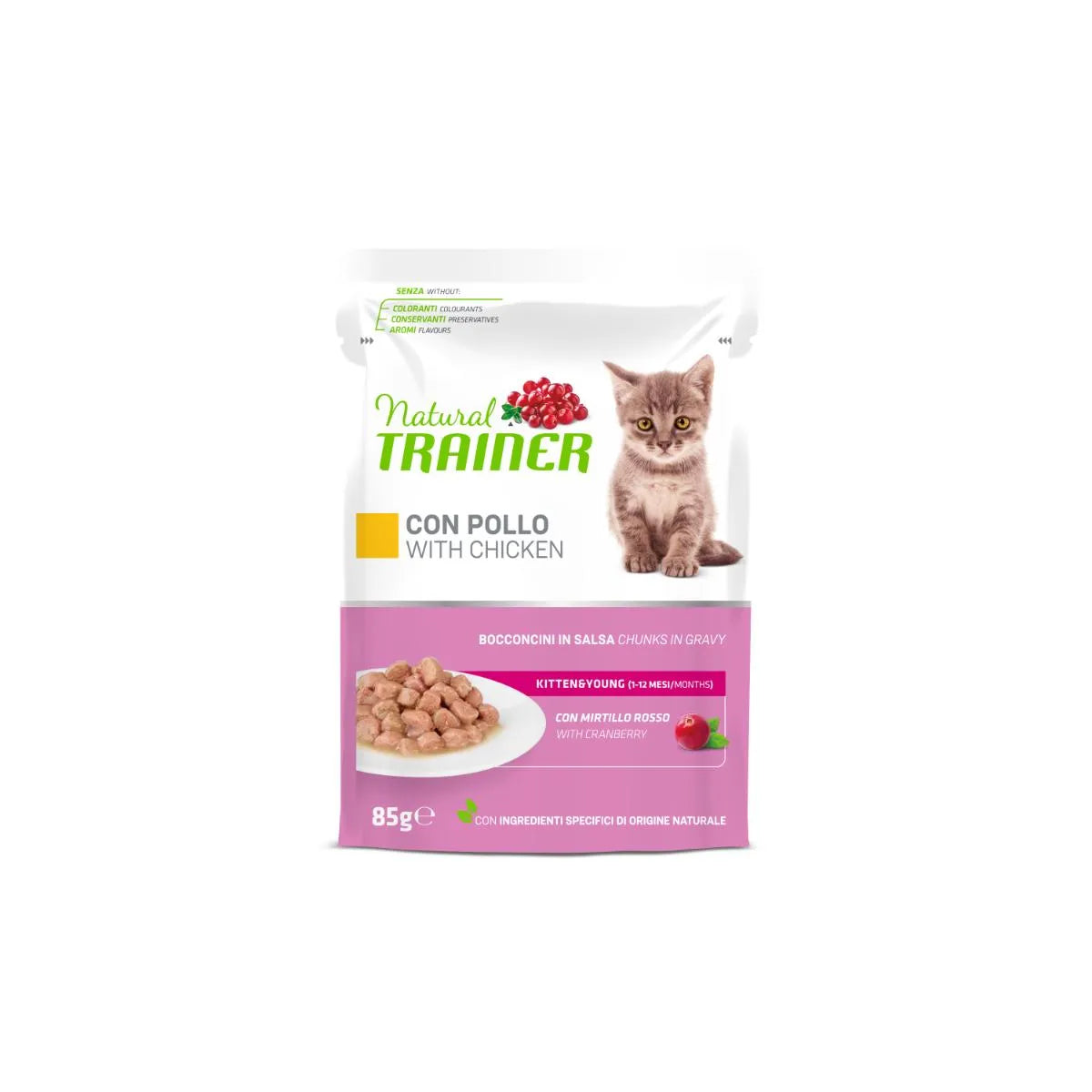 Natural Trainer Kitten & Young Cibo Umido Per Gattini 12 Buste Da 85 Grammi