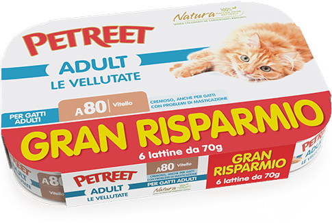 Petreet Le Vellutate Multipack Vitello Per Gatti Adult 6 Lattine x 70 Grammi