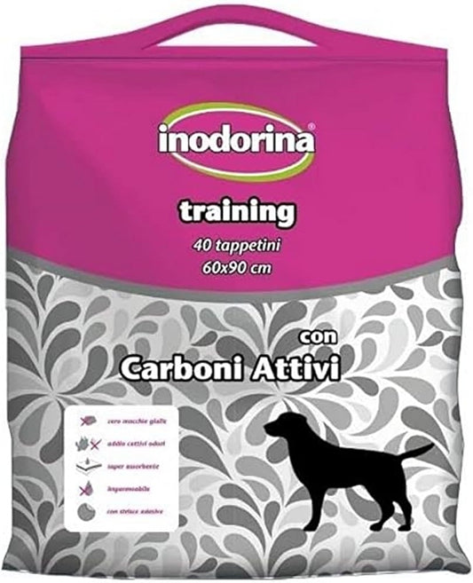 Inodorina 40 Tappetini Igienici Training Carboni Attivi 60 x 90 cm Per Cani e Cuccioli