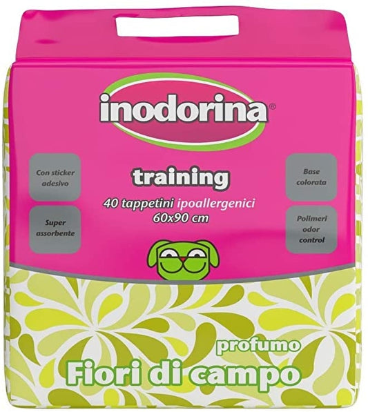 Inodorina 40 Tappetini Igienici Training Fiori Di Campo 60 x 90 cm Per Cani e Cuccioli