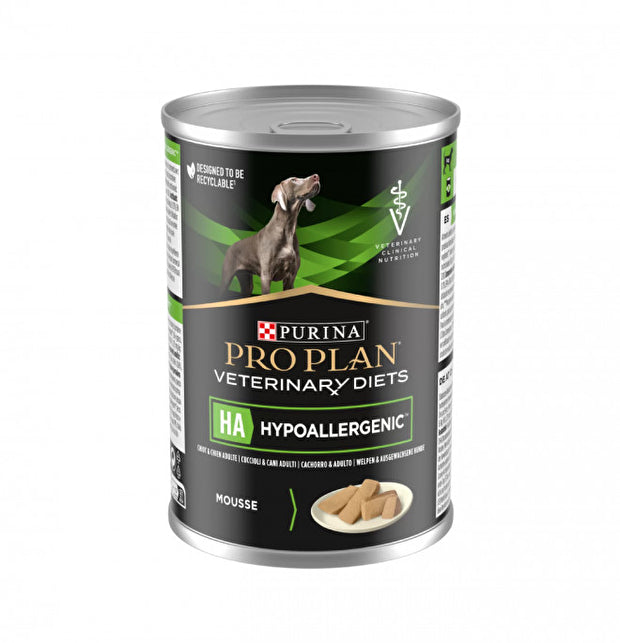 Purina Pro Plan HA Hypoallergenic 400 Grammi Cibo Umido per Cani Adulti con Intolleranze - 12 lattine