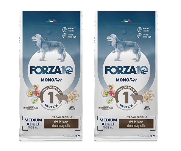 Forza 10 Monodiet Medium Adult all'Agnello Cibo Secco per Cani Adulti di Taglia Media