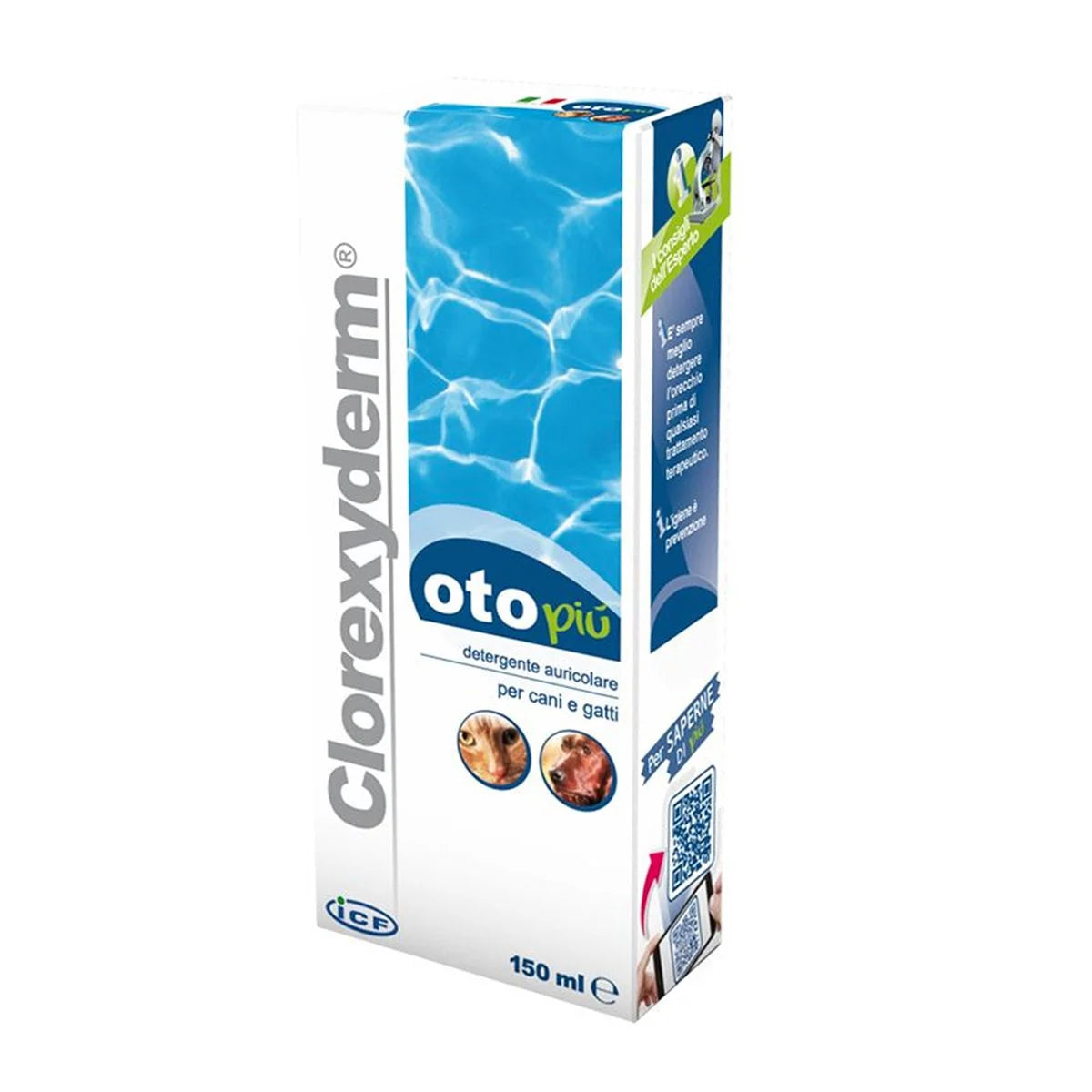 ICF Clorexiderm Oto Più 150 ml Lozione Auricolare Per Cani e Gatti