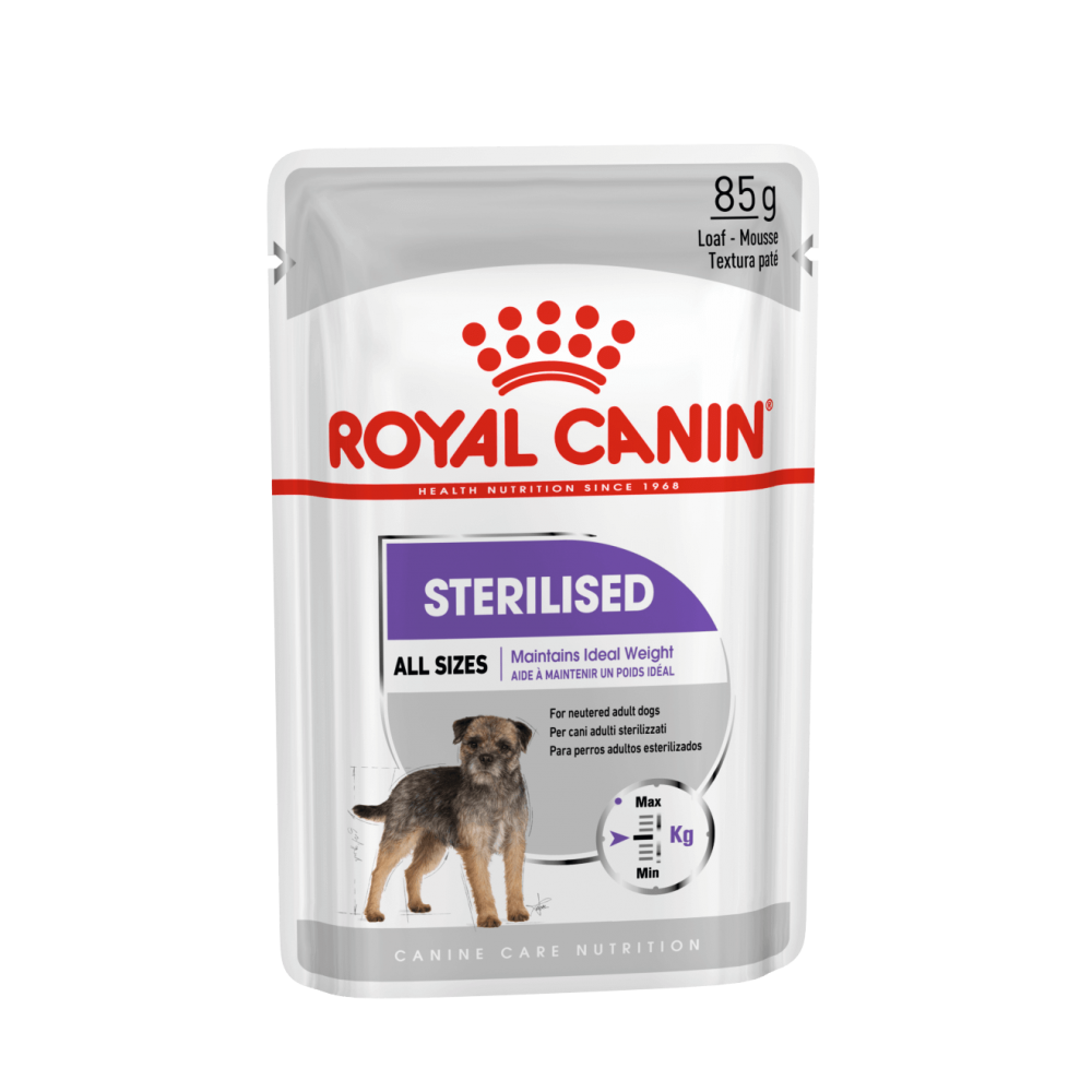 Royal Canin Sterilised 85 Grammi Cibo Umido per Cani Adulti di Tutte le Taglie - 12 bustine