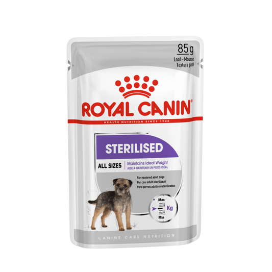 Royal Canin Sterilised 85 Grammi Cibo Umido per Cani Adulti di Tutte le Taglie - 12 bustine