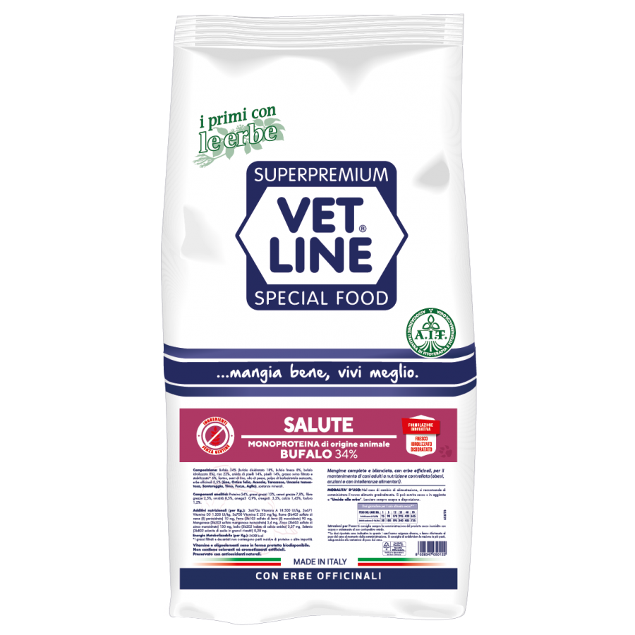 Vet Line Salute Bufalo 12,5 kg Crocchette Monoproteiche Per Cani Adulti