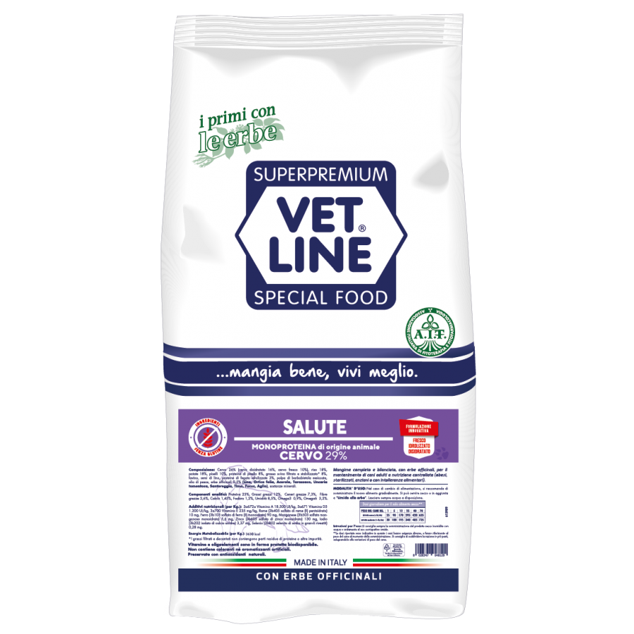 Vet Line Salute Cervo 12,5 kg Crocchette Monoproteiche Per Cani Adulti